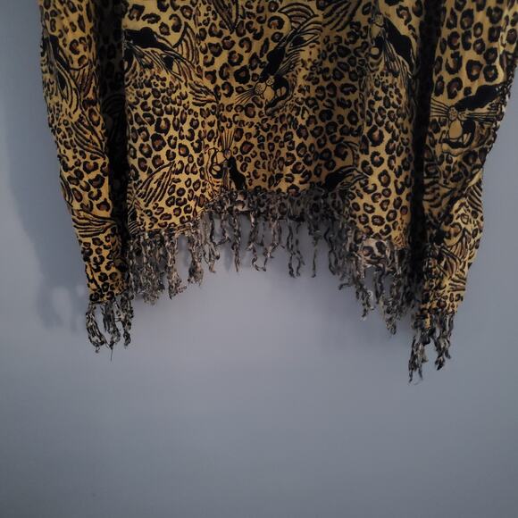 InGear Cheetah Print Pullover Fringe Top OSFM - Picture 4 of 6